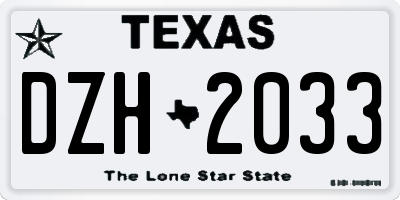 TX license plate DZH2033