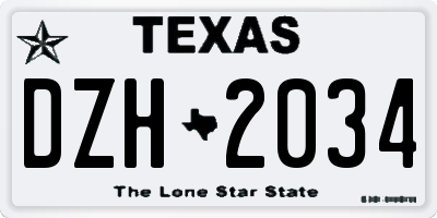 TX license plate DZH2034