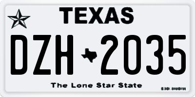 TX license plate DZH2035
