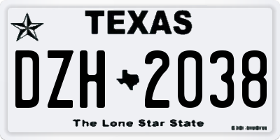 TX license plate DZH2038