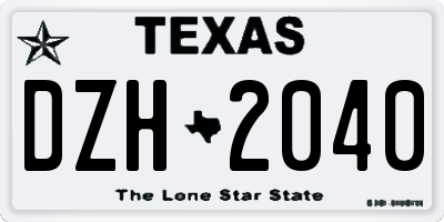 TX license plate DZH2040