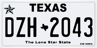 TX license plate DZH2043