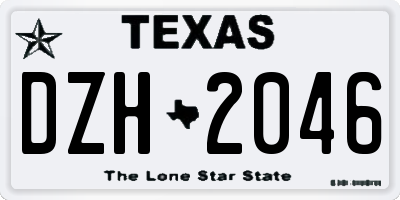 TX license plate DZH2046
