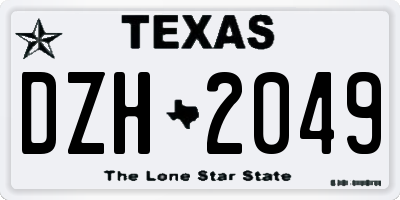 TX license plate DZH2049