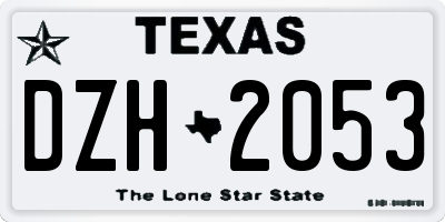 TX license plate DZH2053