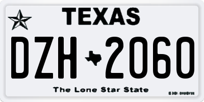TX license plate DZH2060