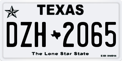 TX license plate DZH2065