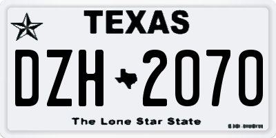 TX license plate DZH2070
