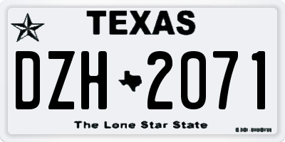 TX license plate DZH2071