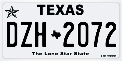 TX license plate DZH2072
