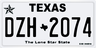 TX license plate DZH2074