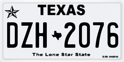 TX license plate DZH2076