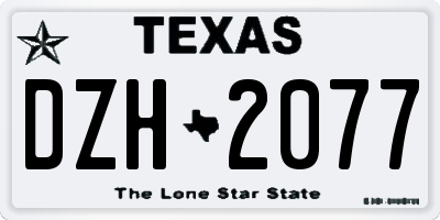 TX license plate DZH2077