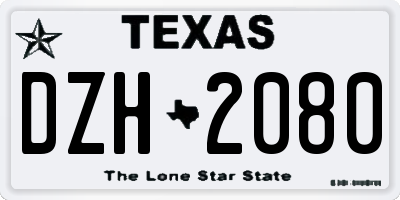 TX license plate DZH2080