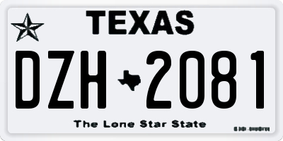 TX license plate DZH2081