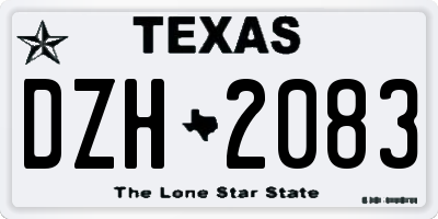 TX license plate DZH2083