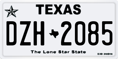 TX license plate DZH2085