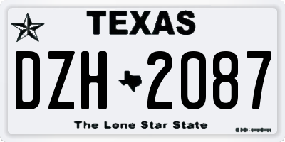 TX license plate DZH2087