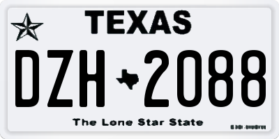 TX license plate DZH2088