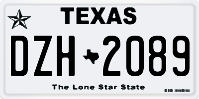 TX license plate DZH2089