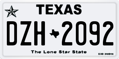 TX license plate DZH2092