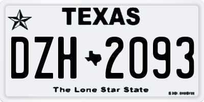 TX license plate DZH2093