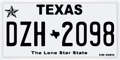 TX license plate DZH2098