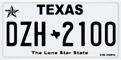 TX license plate DZH2100