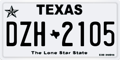 TX license plate DZH2105