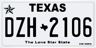 TX license plate DZH2106