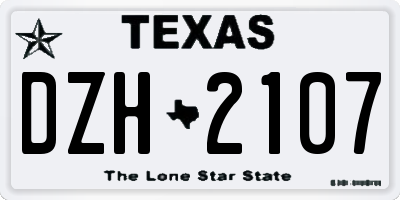 TX license plate DZH2107
