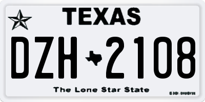 TX license plate DZH2108