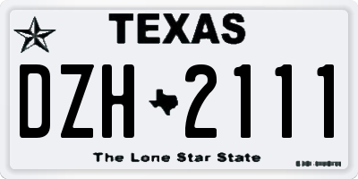 TX license plate DZH2111