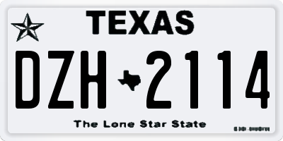 TX license plate DZH2114
