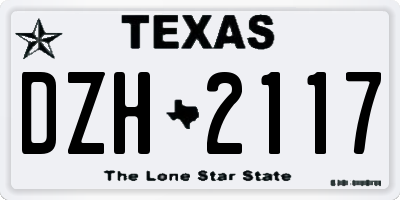 TX license plate DZH2117