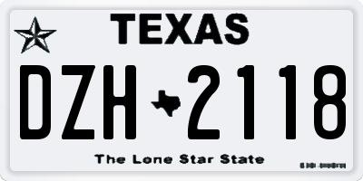 TX license plate DZH2118