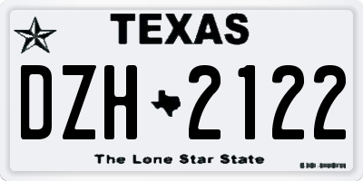 TX license plate DZH2122