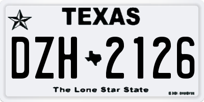 TX license plate DZH2126