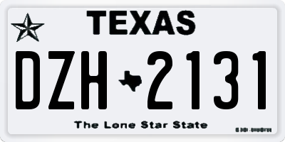 TX license plate DZH2131