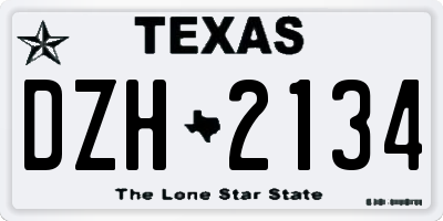 TX license plate DZH2134