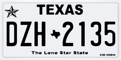 TX license plate DZH2135