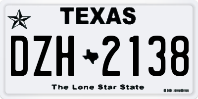 TX license plate DZH2138