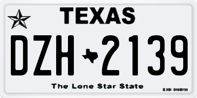 TX license plate DZH2139
