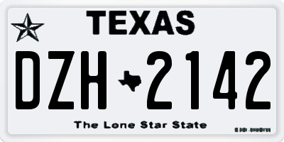 TX license plate DZH2142
