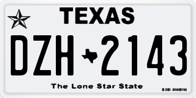 TX license plate DZH2143