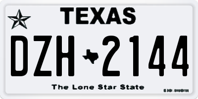 TX license plate DZH2144