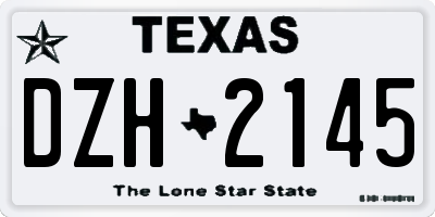 TX license plate DZH2145