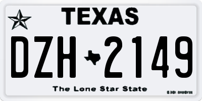 TX license plate DZH2149