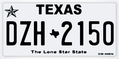 TX license plate DZH2150