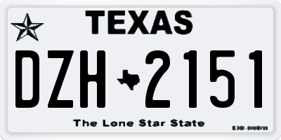 TX license plate DZH2151